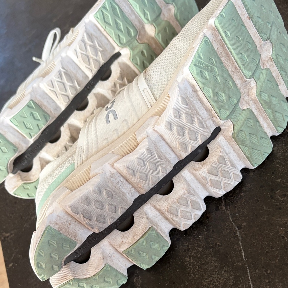 Clouds Women's White and Mint Athletic Sneakers - Picture 5 of 5